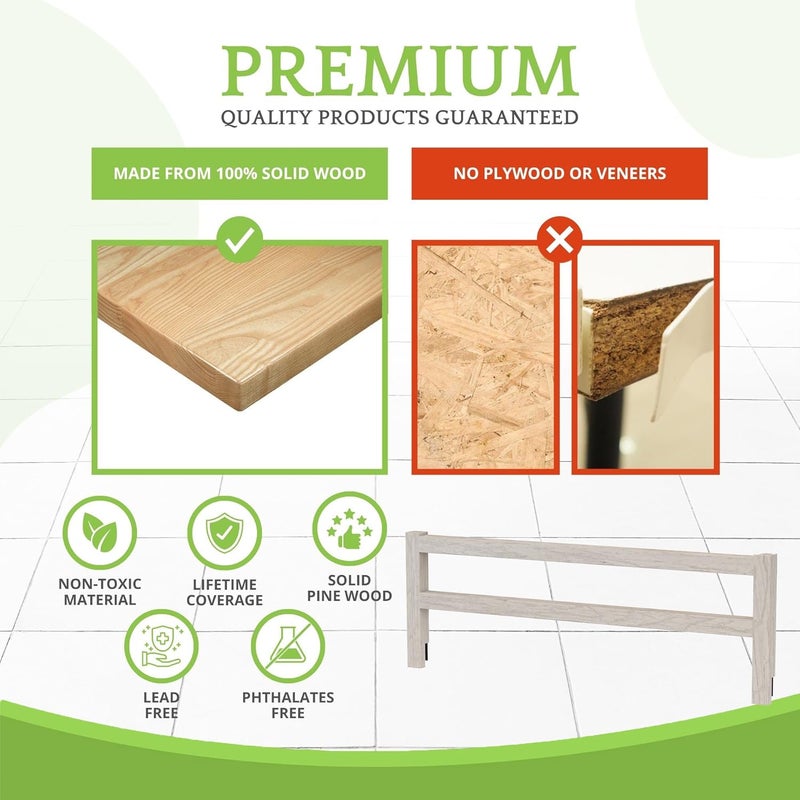 CC KITS Safety Guard Rail for Baby, Kids, and Children - Solid Wood Safety Bed Rail for Toddlers - Easy Installation - Premium Protection for Bunk, Twin, Full, Queen and King Size Beds - (Antique White) - Image 4